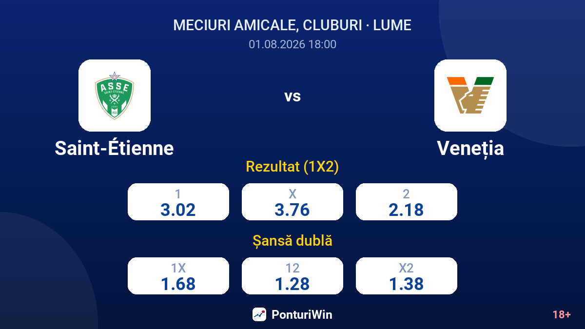 Saint-Étienne vs Veneția — cote