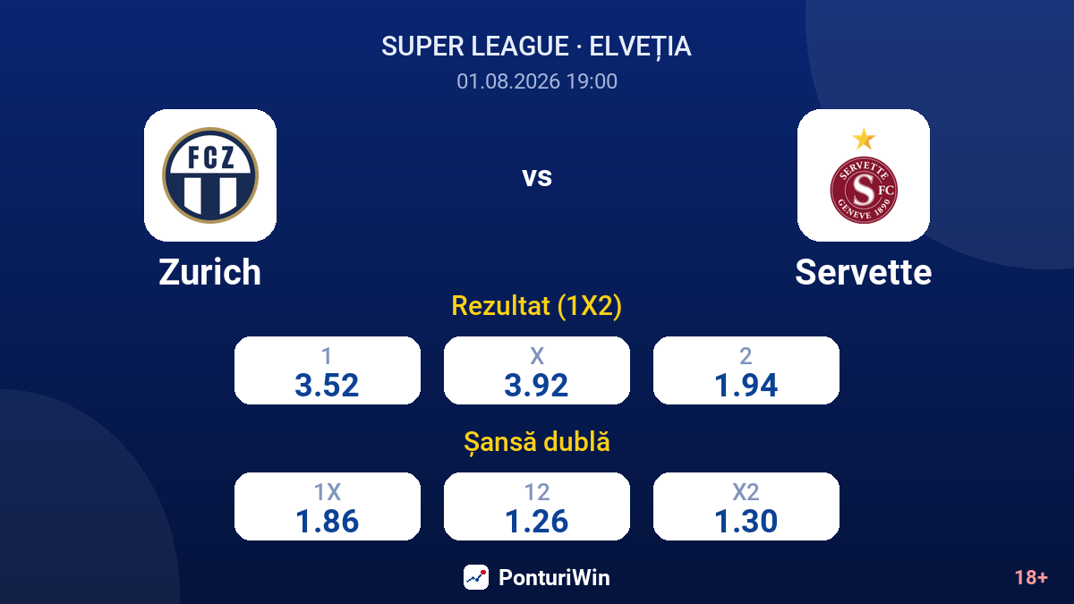 Zurich vs Servette — cote