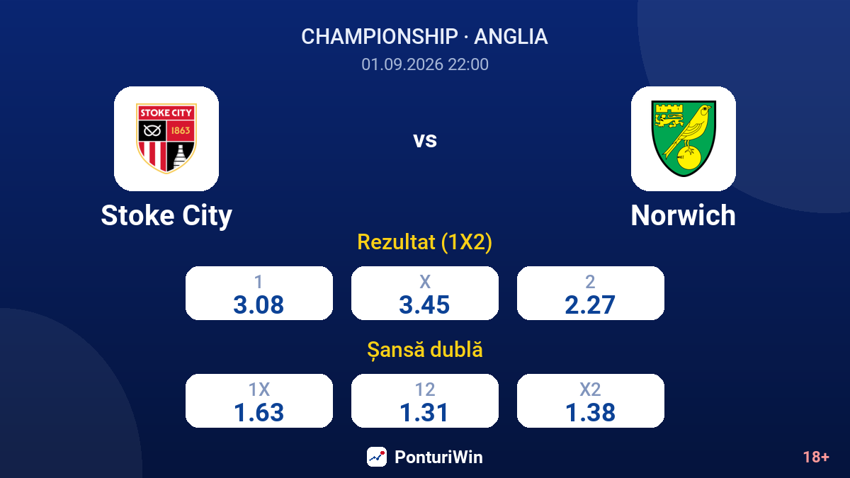 Stoke City vs Norwich — cote