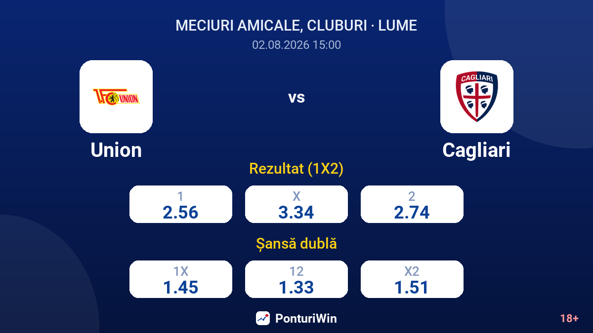 Union vs Cagliari — cote
