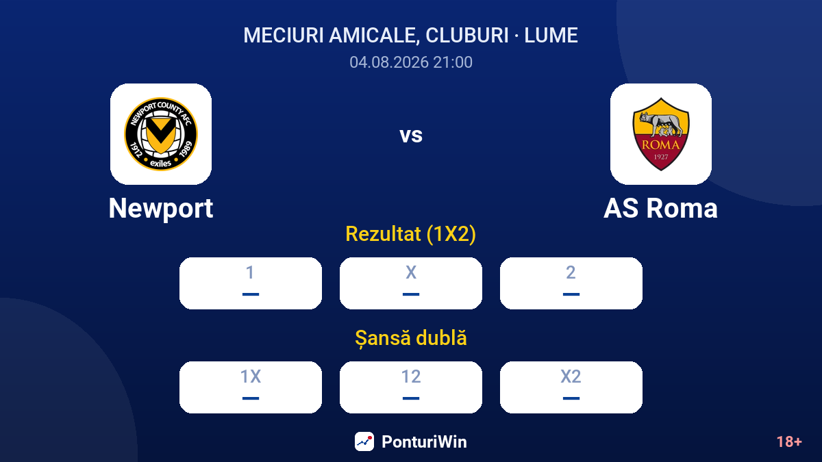 Newport vs AS Roma — cote