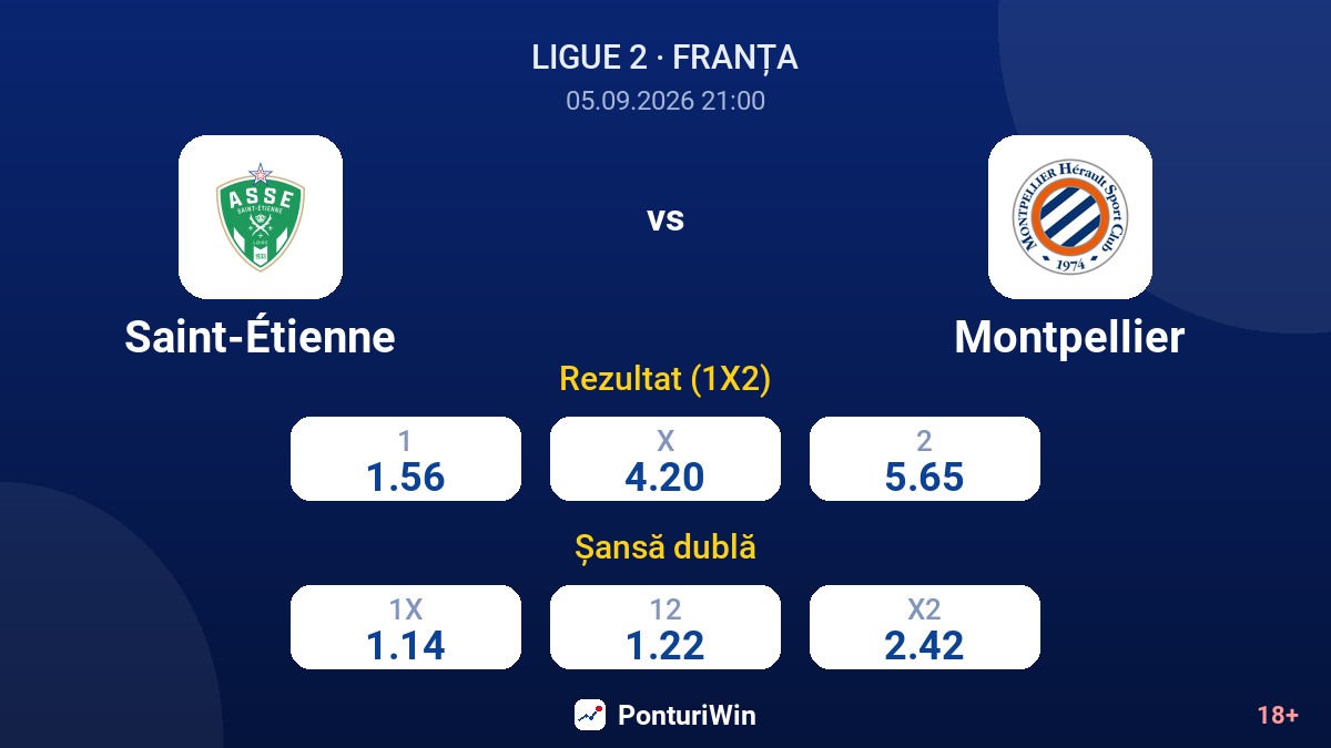 Saint-Étienne vs Montpellier — cote