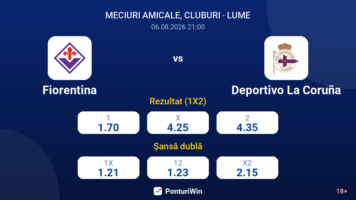 Fiorentina vs Deportivo La Coruña — cote