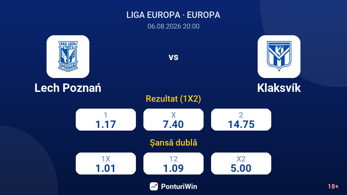 Lech Poznań vs Klaksvík — cote