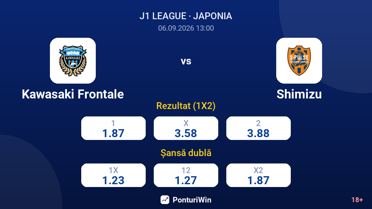 Kawasaki Frontale vs Shimizu — cote
