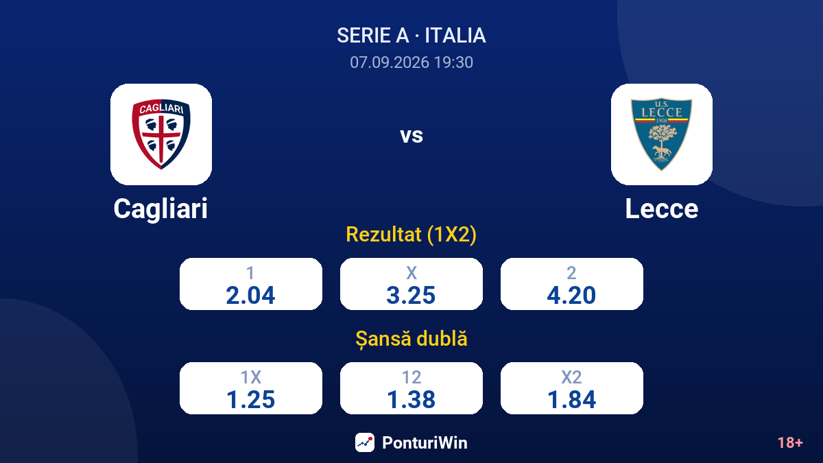 Cagliari vs Lecce — cote