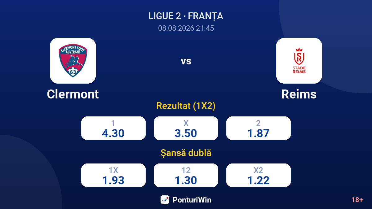 Clermont vs Reims — cote