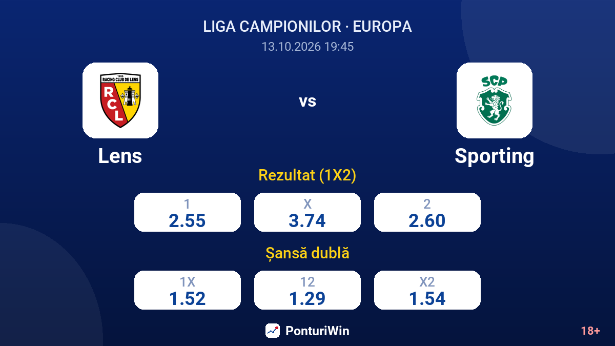 Lens vs Sporting — cote