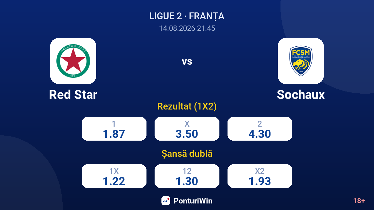Red Star vs Sochaux — cote