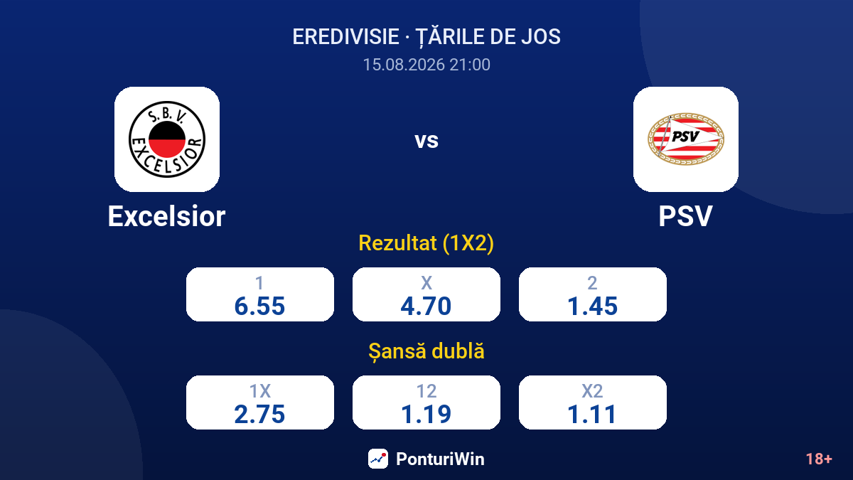 Excelsior vs PSV — cote
