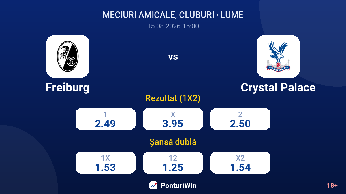 Freiburg vs Crystal Palace — cote