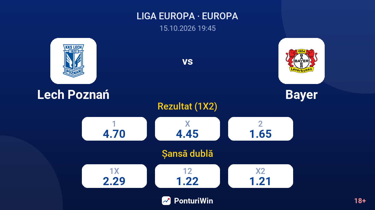 Lech Poznań vs Bayer — cote