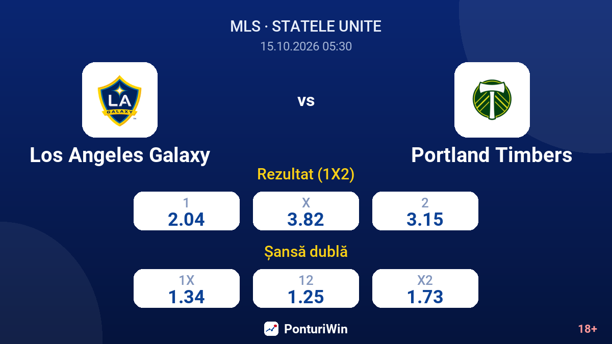 Los Angeles Galaxy vs Portland Timbers — cote
