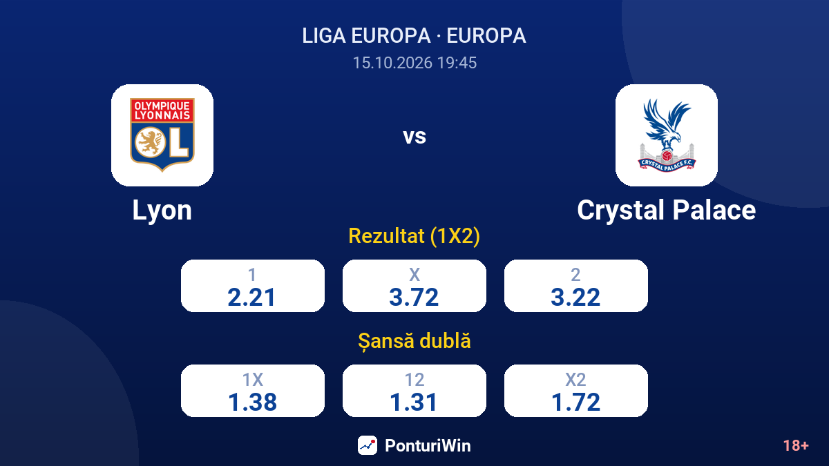 Lyon vs Crystal Palace — cote