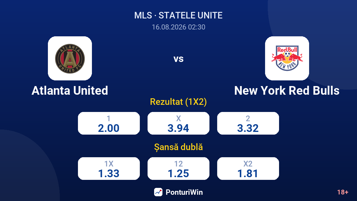 Atlanta United vs New York Red Bulls — cote