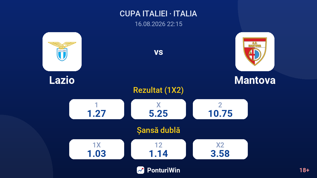 Lazio vs Mantova — cote