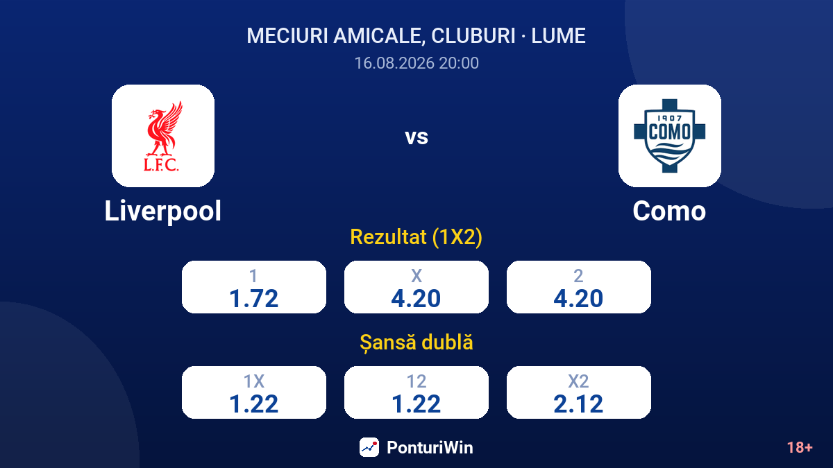 Liverpool vs Como — cote