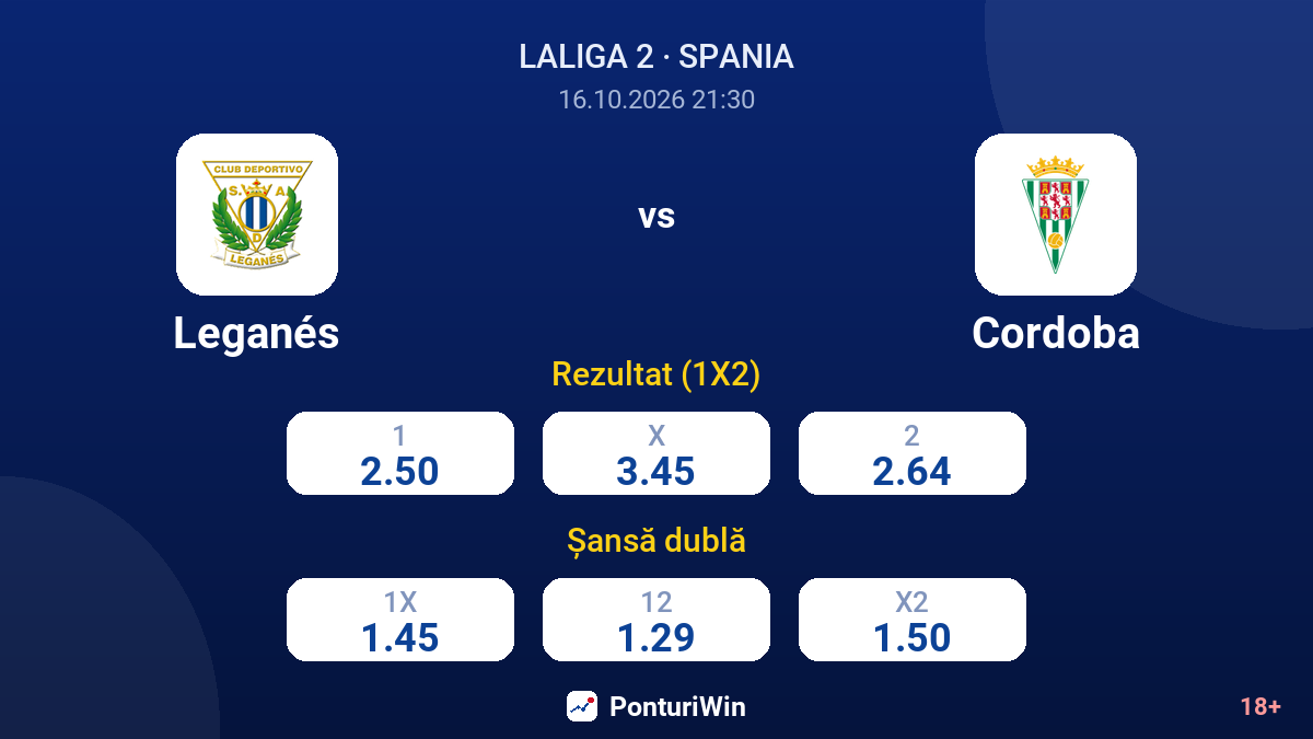 Leganés vs Cordoba — cote