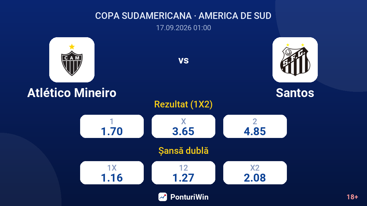 Atlético Mineiro vs Santos — cote