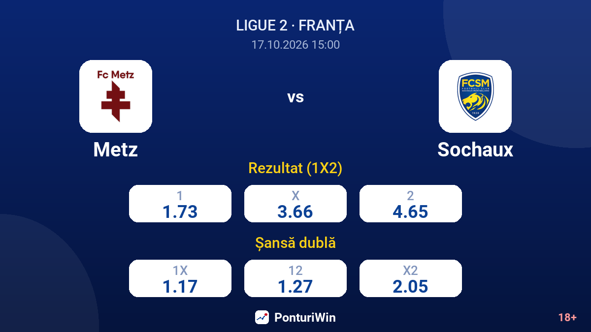 Metz vs Sochaux — cote