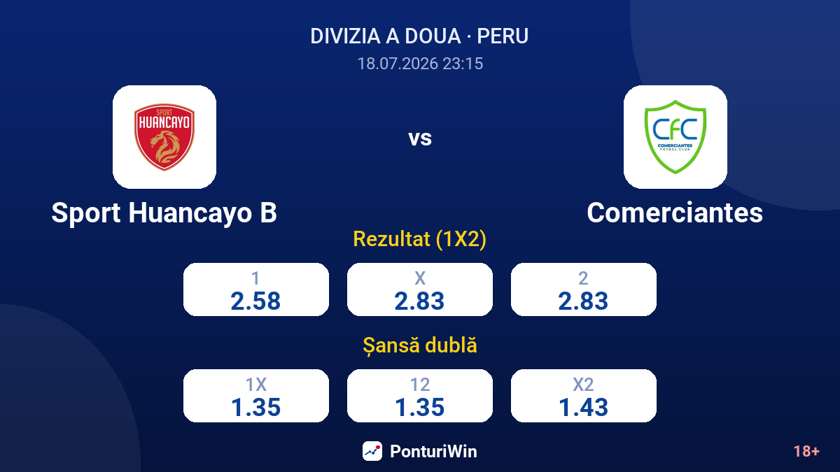 Sport Huancayo B vs Comerciantes — cote