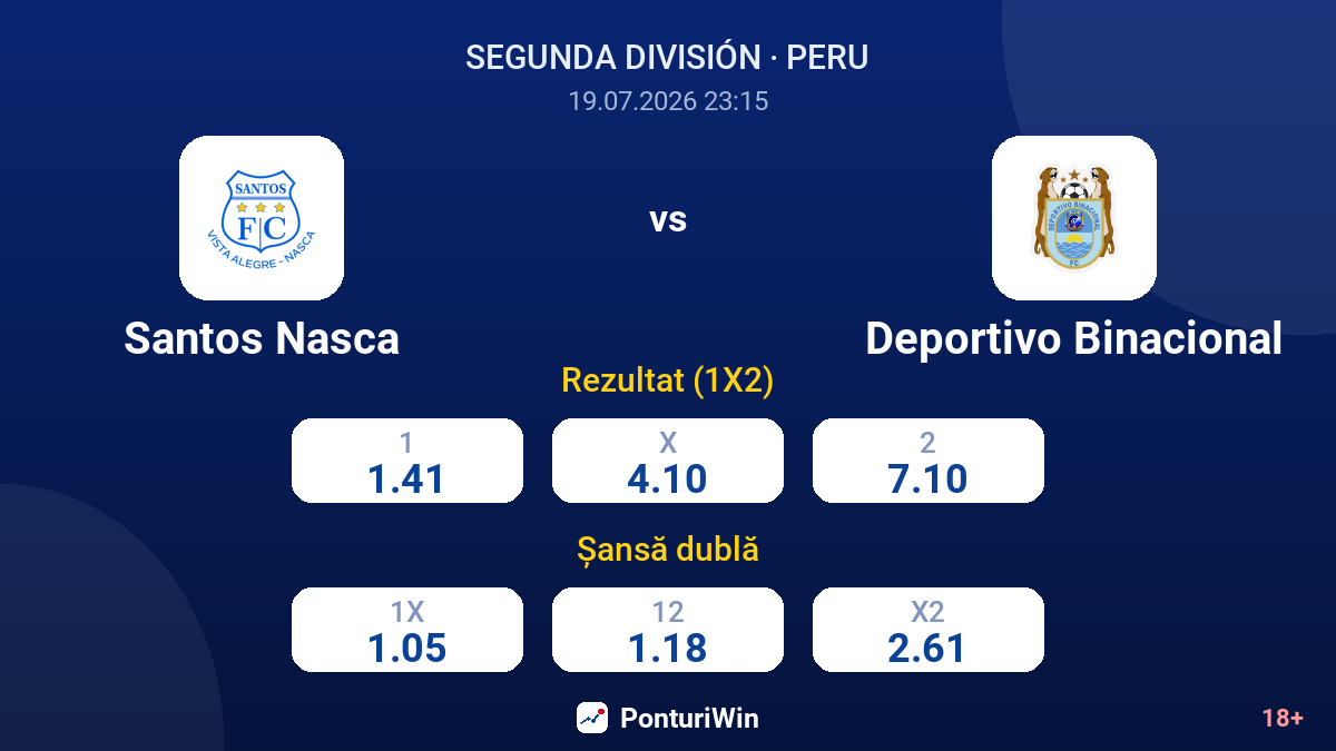 Santos Nasca vs Deportivo Binacional — cote