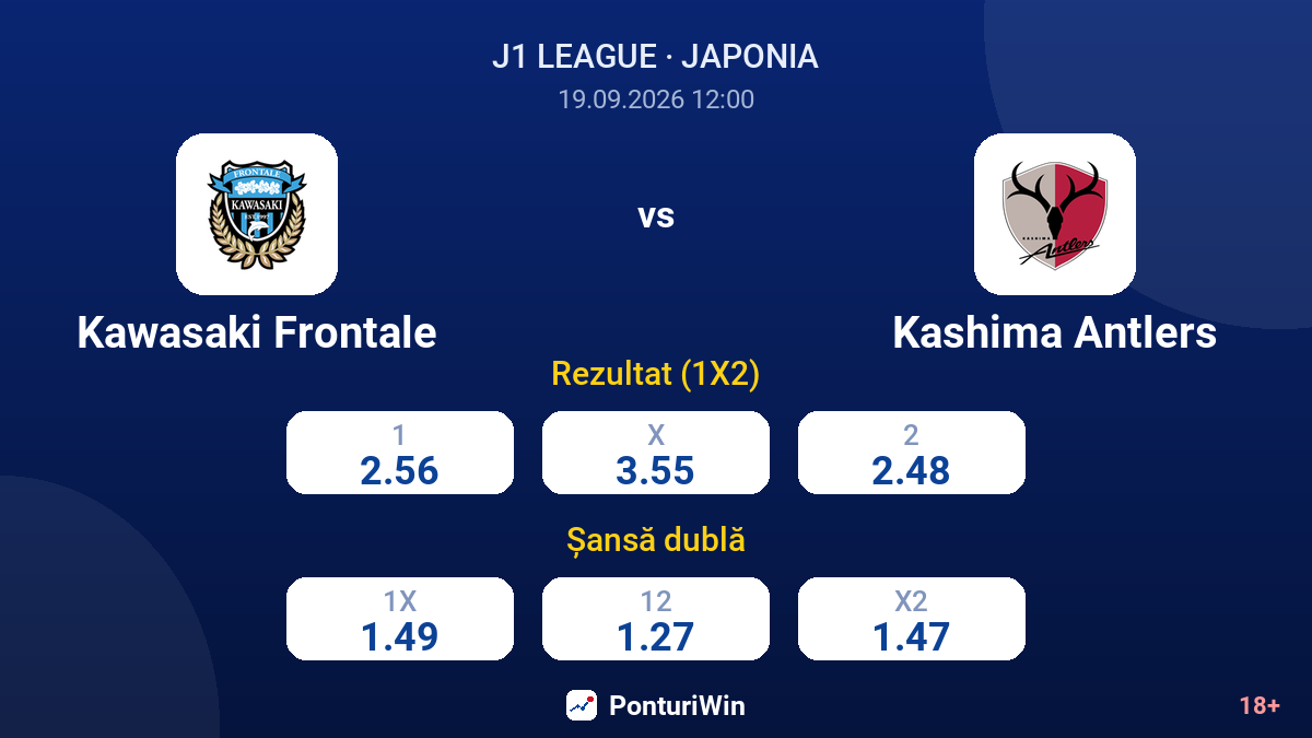 Kawasaki Frontale vs Kashima Antlers — cote
