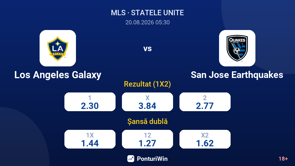 Los Angeles Galaxy vs San Jose Earthquakes — cote