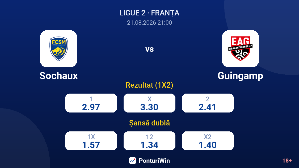 Sochaux vs Guingamp — cote