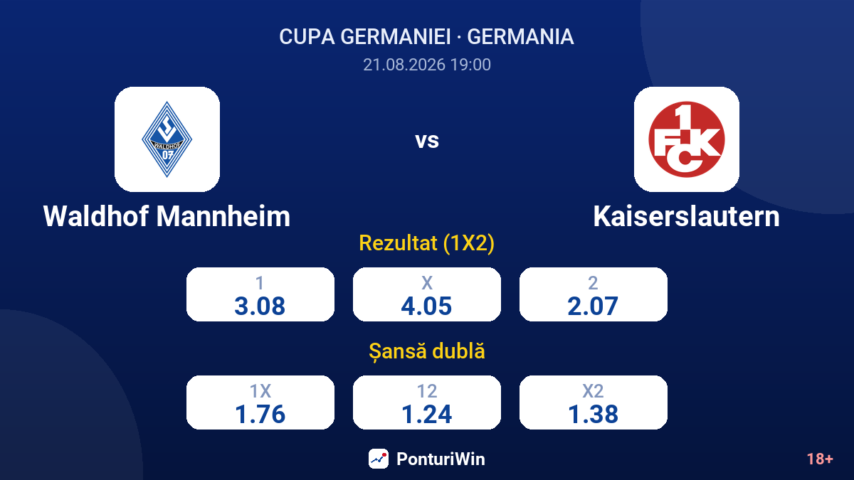 Waldhof Mannheim vs Kaiserslautern — cote