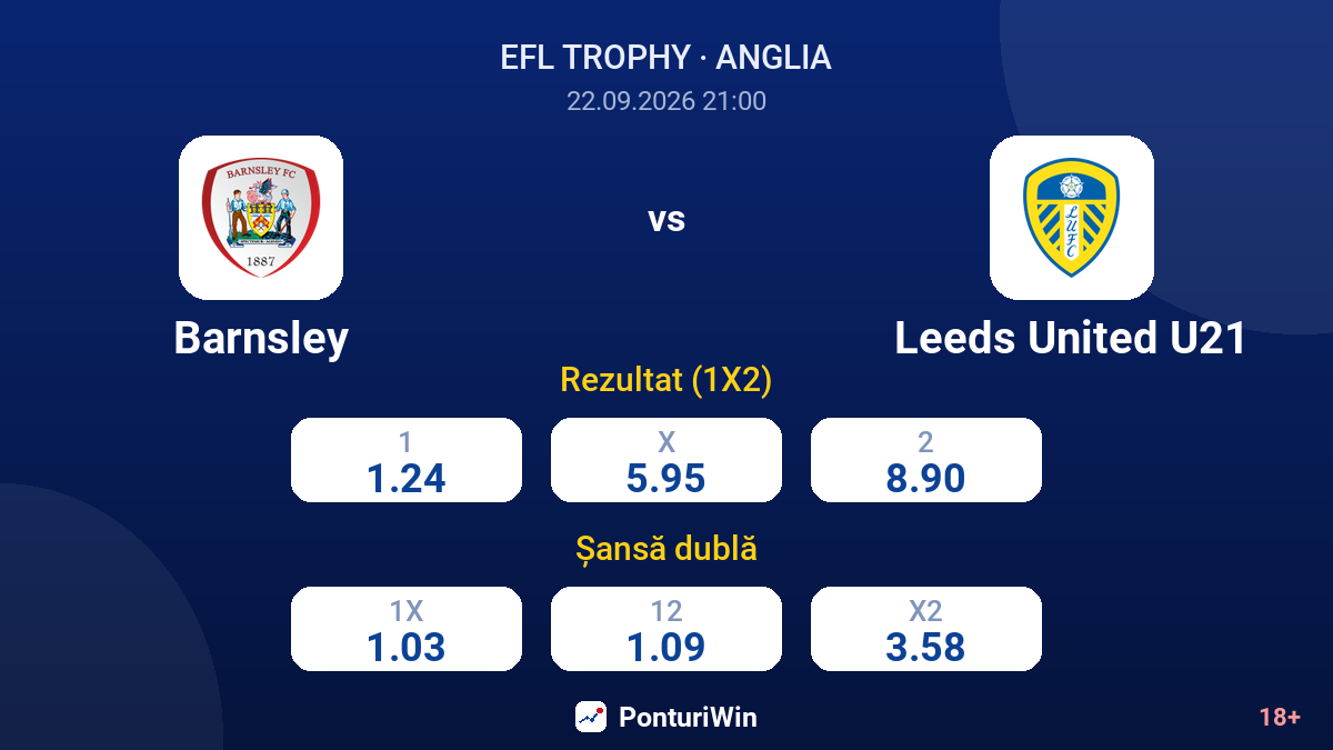Barnsley vs Leeds United U21 — cote