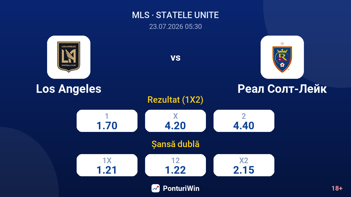 Los Angeles vs Real Salt Lake — cote