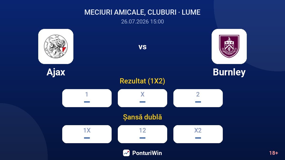 Ajax vs Burnley — cote