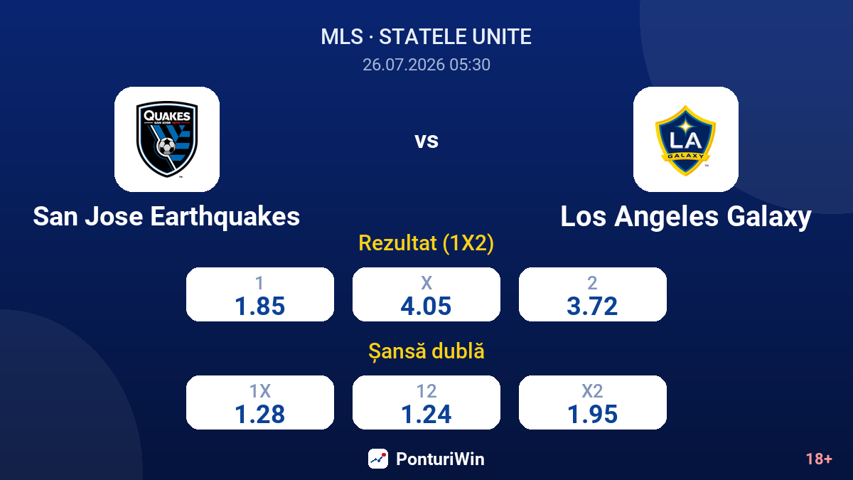San Jose Earthquakes vs Los Angeles Galaxy — cote