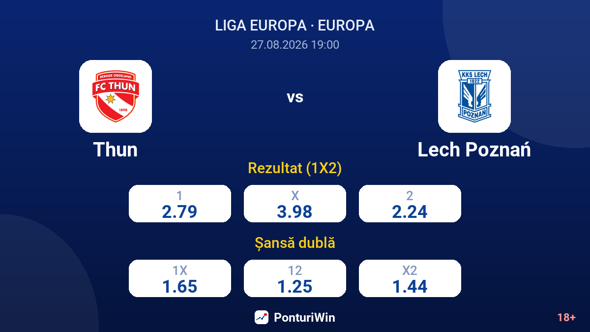 Thun vs Lech Poznań — cote
