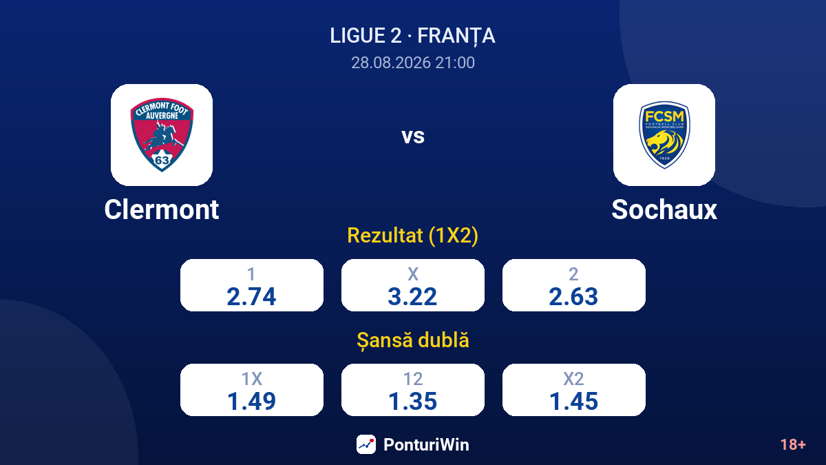 Clermont vs Sochaux — cote