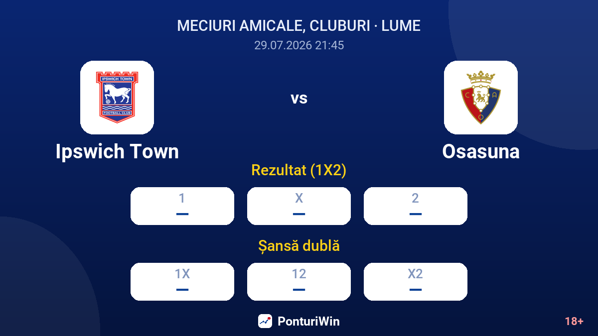 Ipswich Town vs Osasuna — cote
