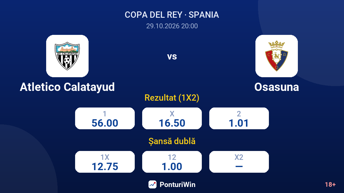 Atletico Calatayud vs Osasuna — cote