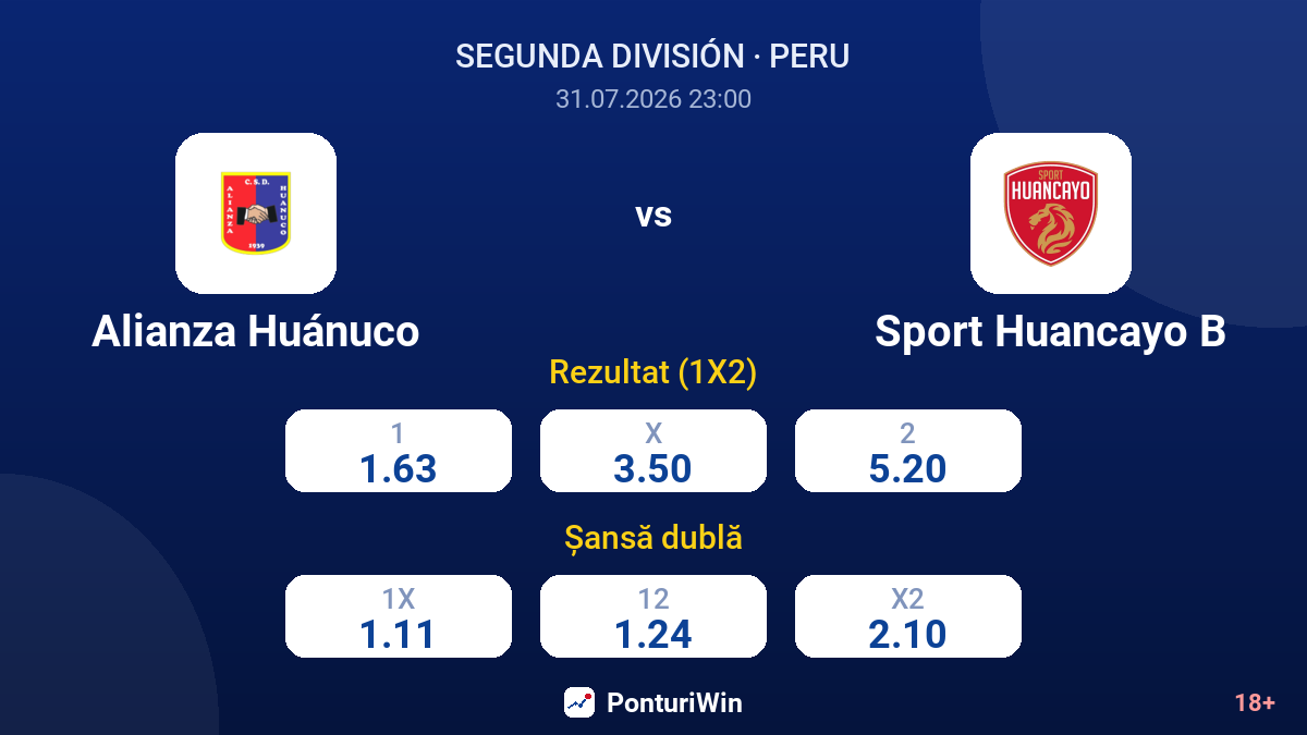 Alianza Huánuco vs Sport Huancayo B — cote