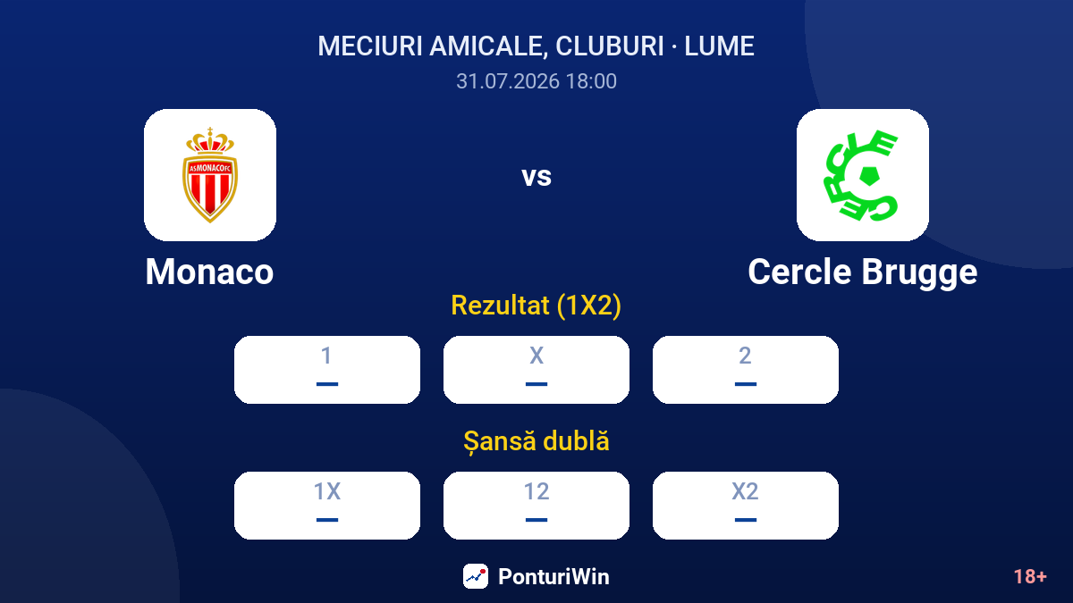Monaco vs Cercle Brugge — cote