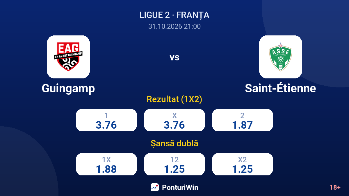 Guingamp vs Saint-Étienne — cote